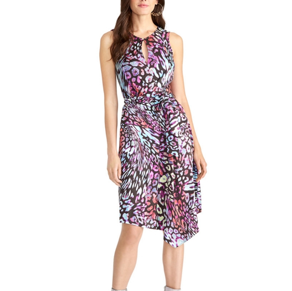 RACHEL Rachel Roy Multicolor Animal-Print Midi Dress NWT Size 12